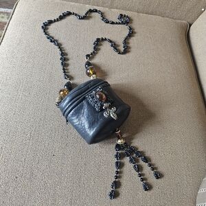 Vintage Mini Leather Bag w/ Accented Strap